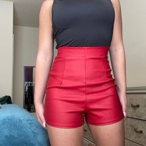 Windsor faux leather red shorts